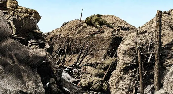 Zuidelijke loopgraaf in Lone Pine, Gallipoli, 8 augustus 1915