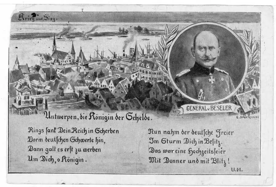 Von Beseler, propagandapostkaart ter herdenking van de verovering van Antwerpen, oktober 1914