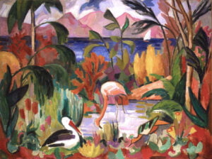 Paysage coloré aux oiseaux aquatiques / Kleurrijk landschap met watervogels (1907) – Jean Metzinger